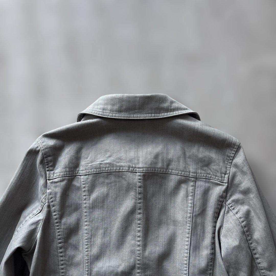 rinrinバーバリーロンドン　デニムジャケット4L 灰　ストレッチ　銀B