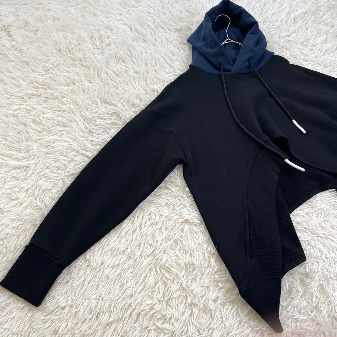 アンスリード UN3D ヘムカットショートフーディー アシメ パーカー 黒