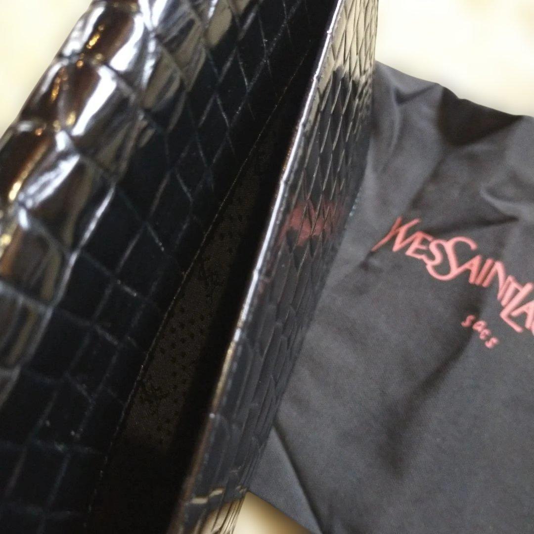 美品Yves Saint Laurent クロコ型押し クラッチバッグ オールド