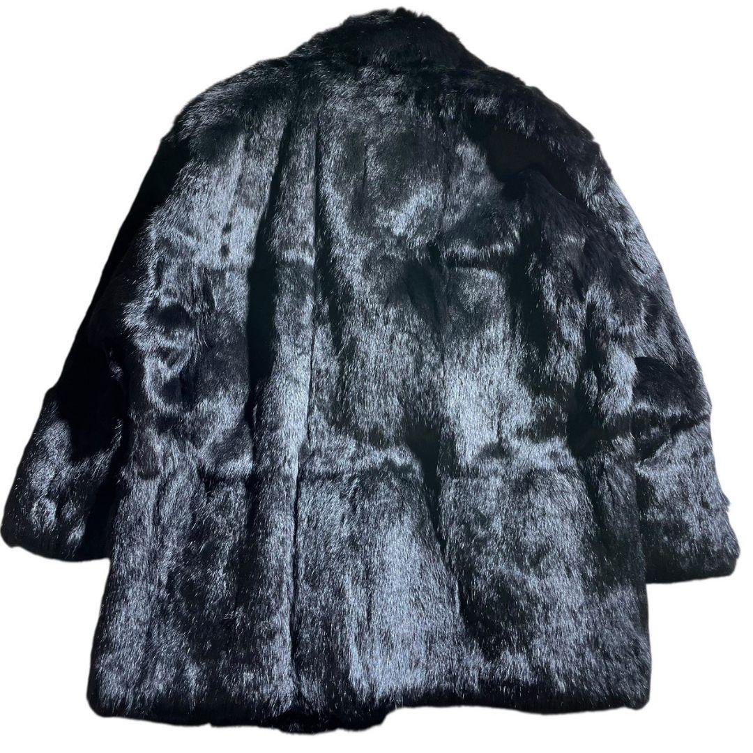 肉厚◎美品✨ブラックミンク 本毛皮 ミンクファーコート 貂 着丈76cm 黒