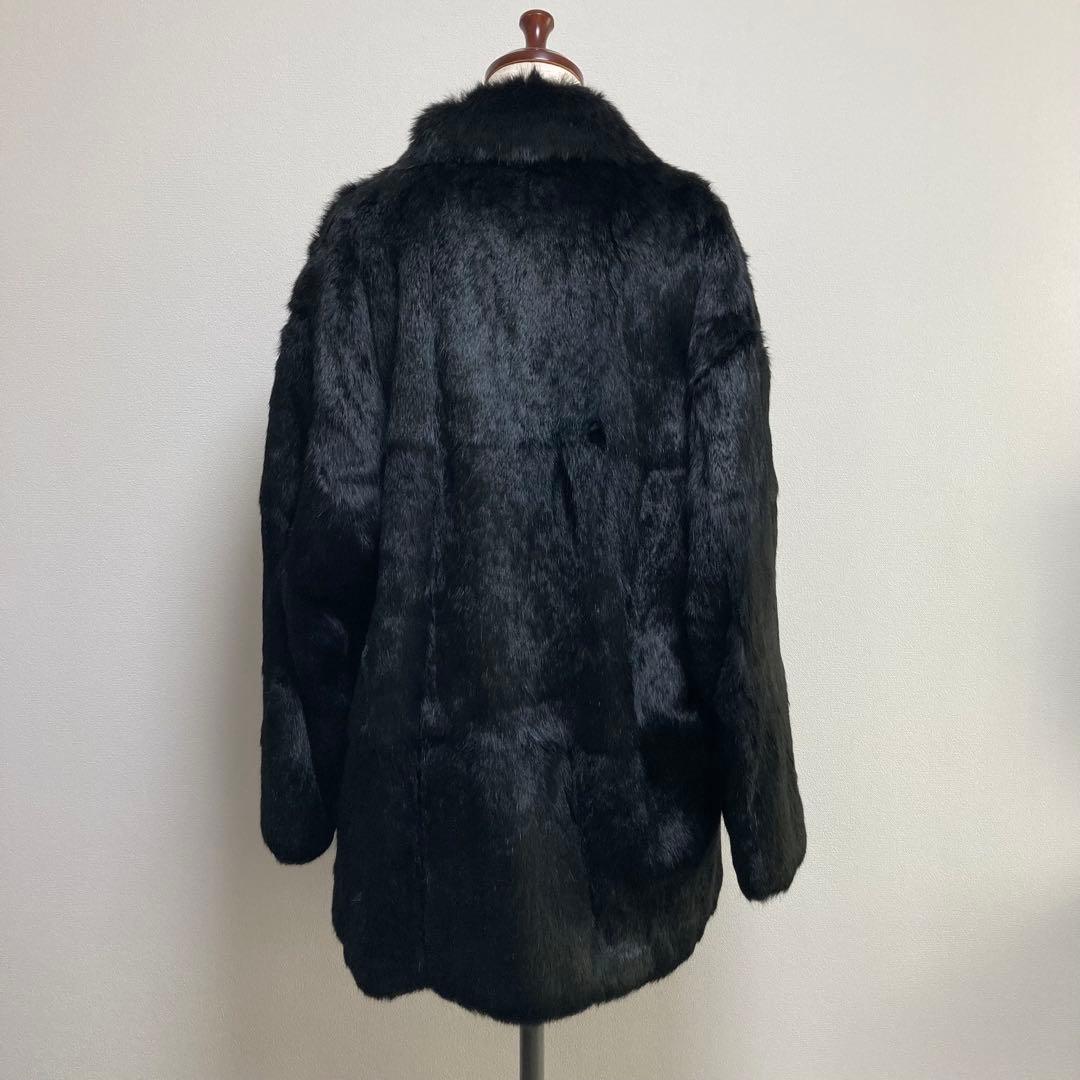 肉厚◎美品✨ブラックミンク 本毛皮 ミンクファーコート 貂 着丈76cm 黒