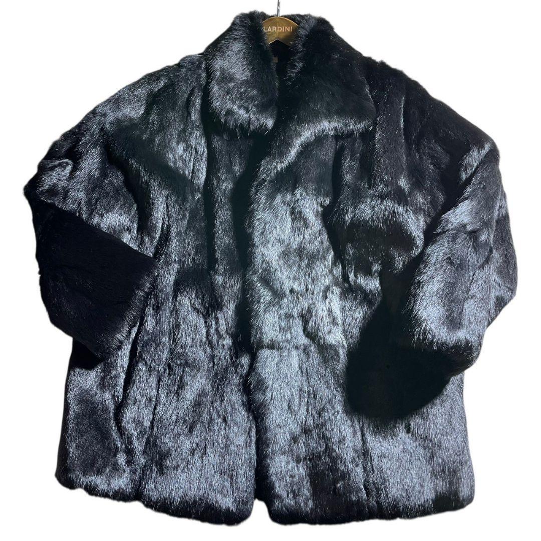 肉厚◎美品✨ブラックミンク 本毛皮 ミンクファーコート 貂 着丈76cm 黒