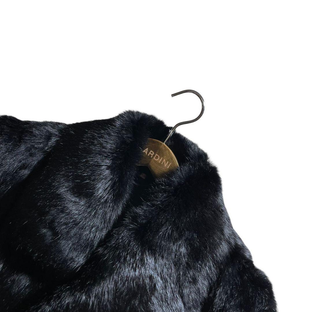 肉厚◎美品✨ブラックミンク 本毛皮 ミンクファーコート 貂 着丈76cm 黒