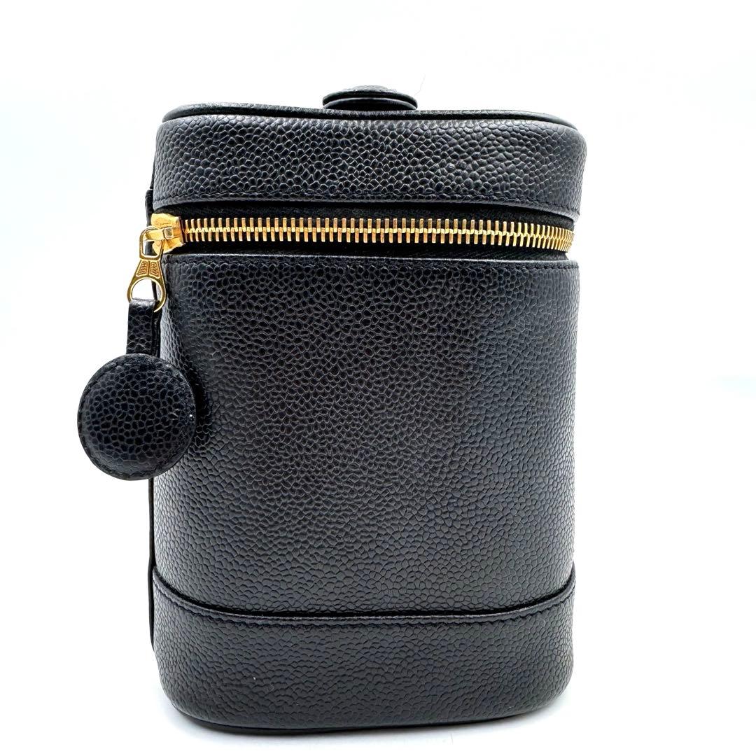 美品✨CHANEL バニティバッグ　オールレザー　ブラック　ココマーク　シール有