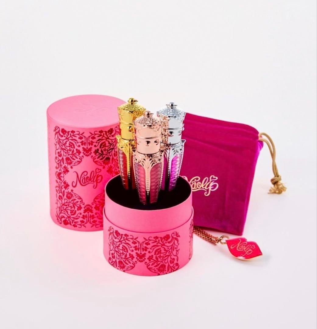 Naolip リップグロス3本セット ペンダントチャーム付き