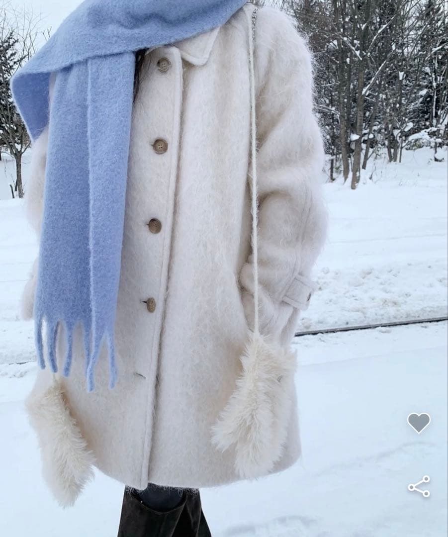 美品　The Barnnet ウール　シャギーコート　ホワイト