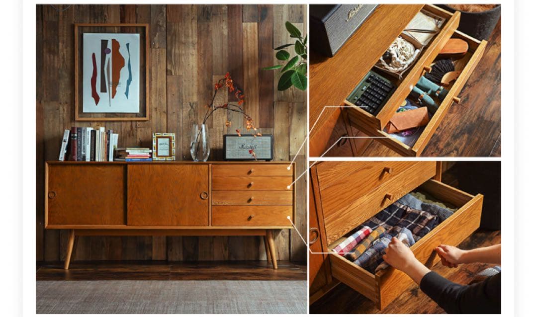 ナチュラルウッドキャビネット 175cm