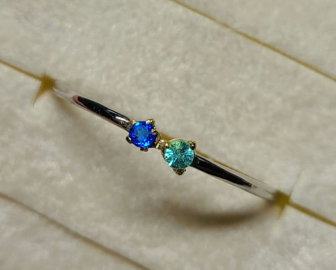 ネオンブルーの共演★バターリャパライバトルマリン&アウイナイト18金Pt900★