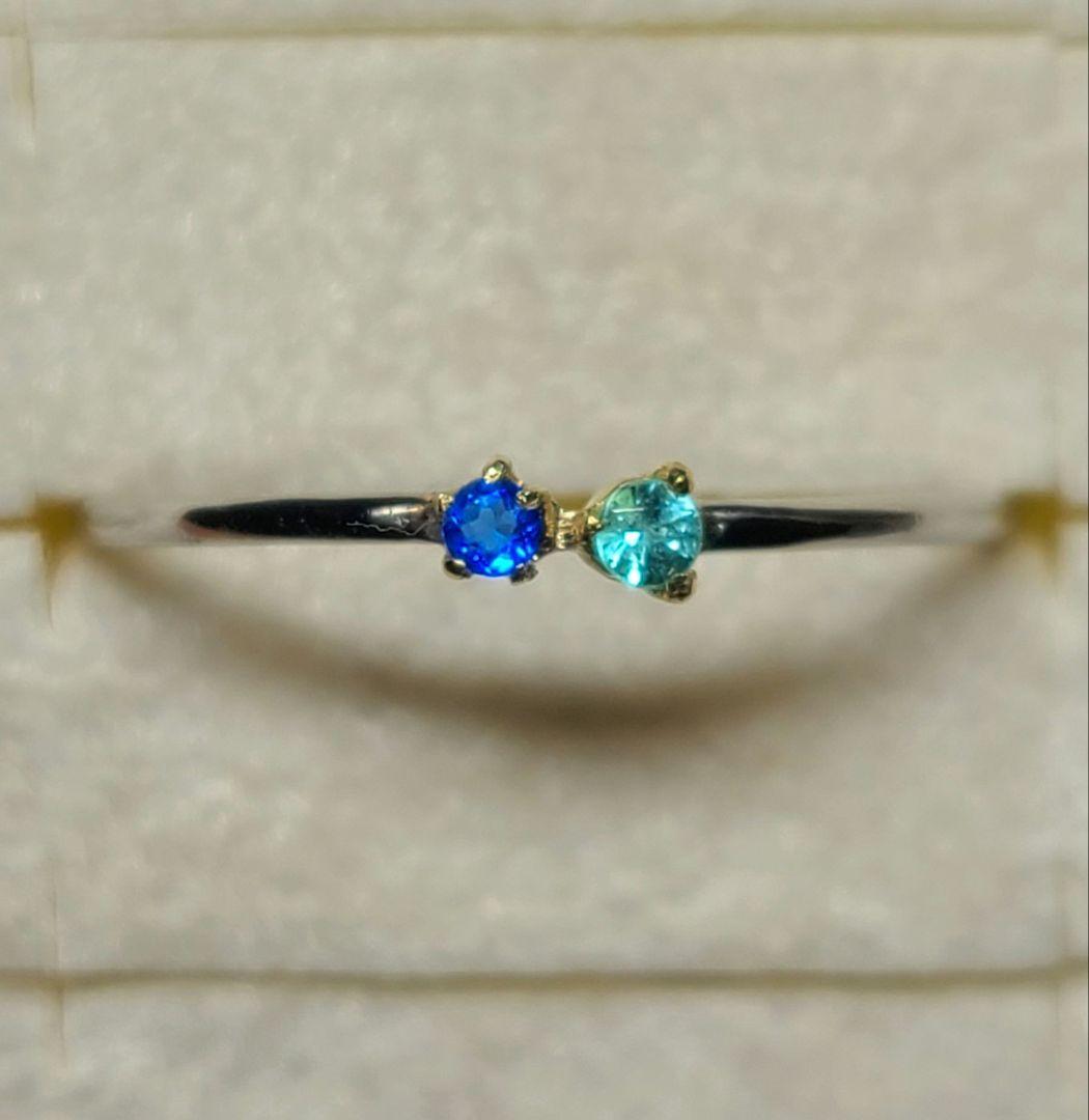 ネオンブルーの共演★バターリャパライバトルマリン&アウイナイト18金Pt900★