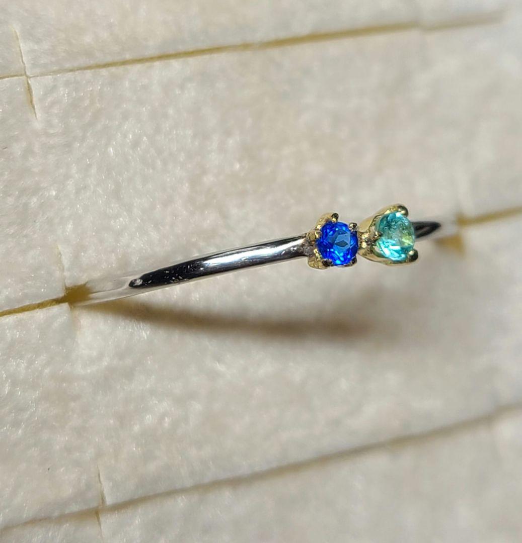 ネオンブルーの共演★バターリャパライバトルマリン&アウイナイト18金Pt900★