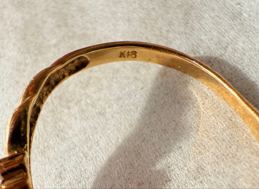 K18 18金 ハートモチーフ リング ゴールド 指輪 【刻印あり・重量記載】