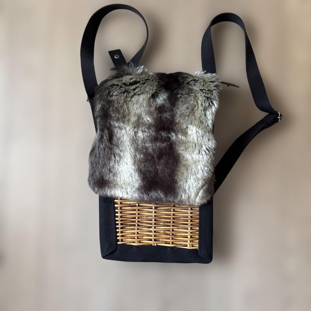 革とかごと久保さん 皮革と籐の2wayショルダーバッグ