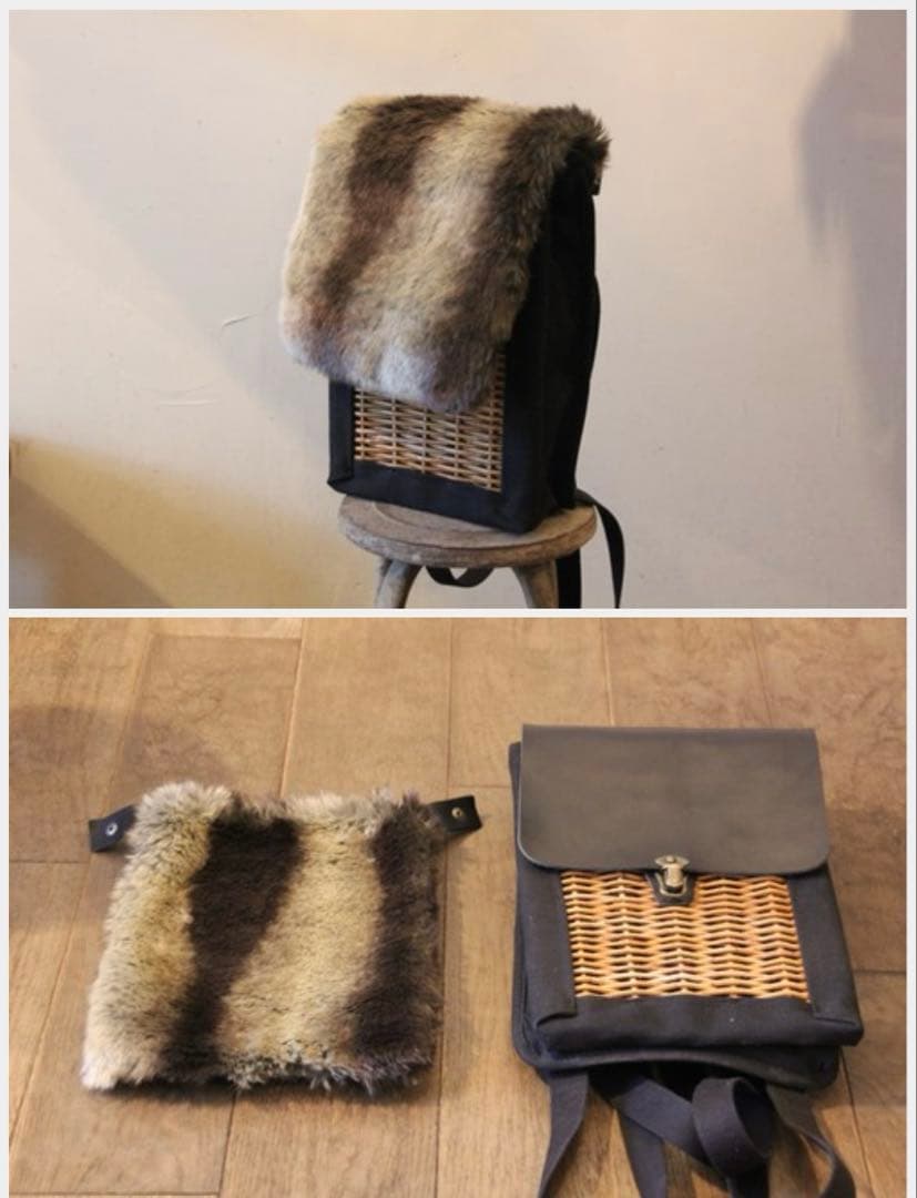 革とかごと久保さん 皮革と籐の2wayショルダーバッグ