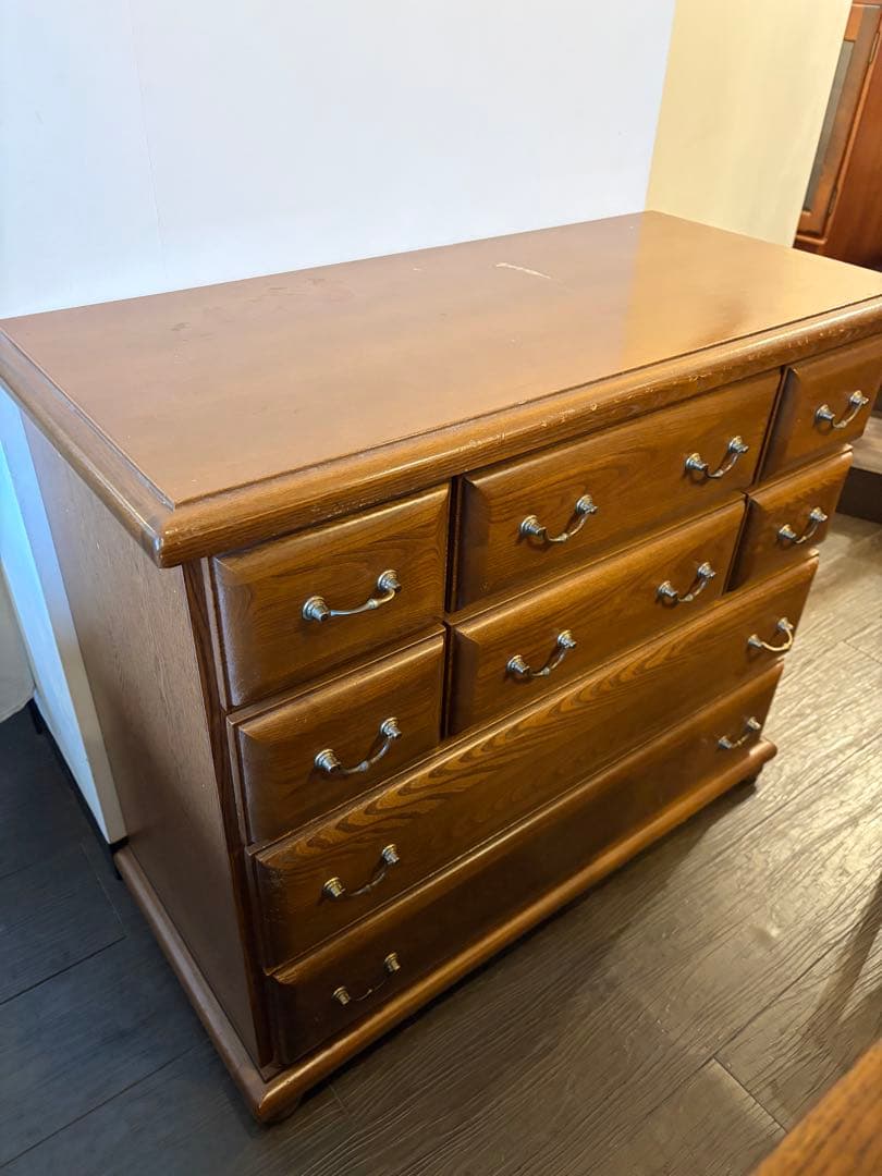 木製チェスト 8段引き出しアンティーク 収納家具 ヴィンテージ※天板傷あり