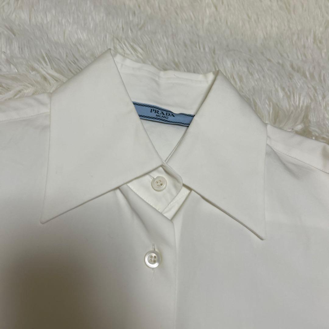 未使用 タグ付き PRADA 長袖 白シャツ 38 コットン　正規品　RFID