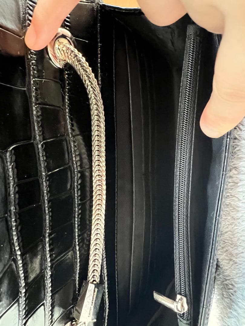 黒　ショルダーバッグ　クロコダイル柄　パーティバッグ