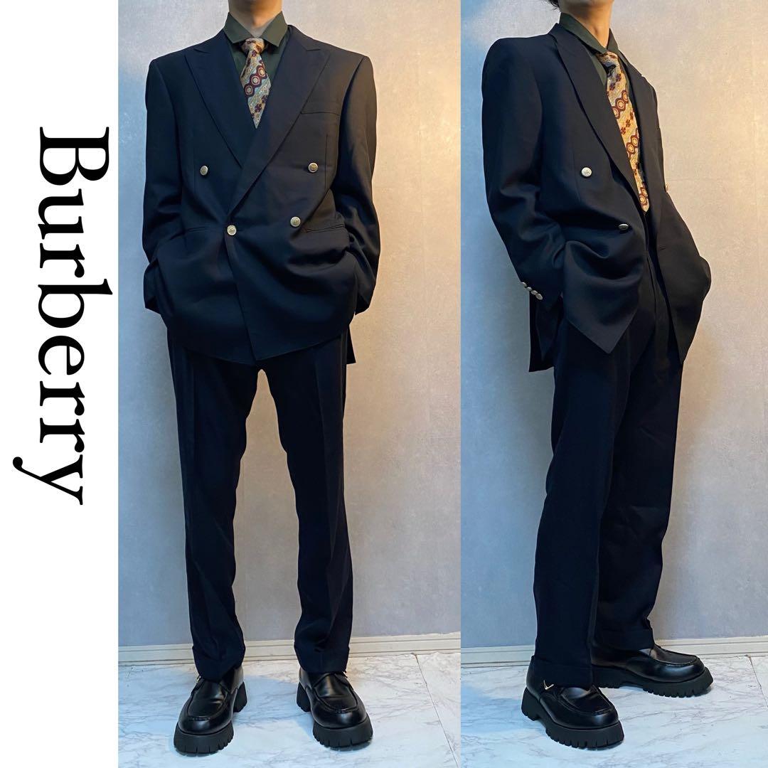 【高級デザイン】Burberry 金ボタン　セットアップ　ダブル　ネイビー