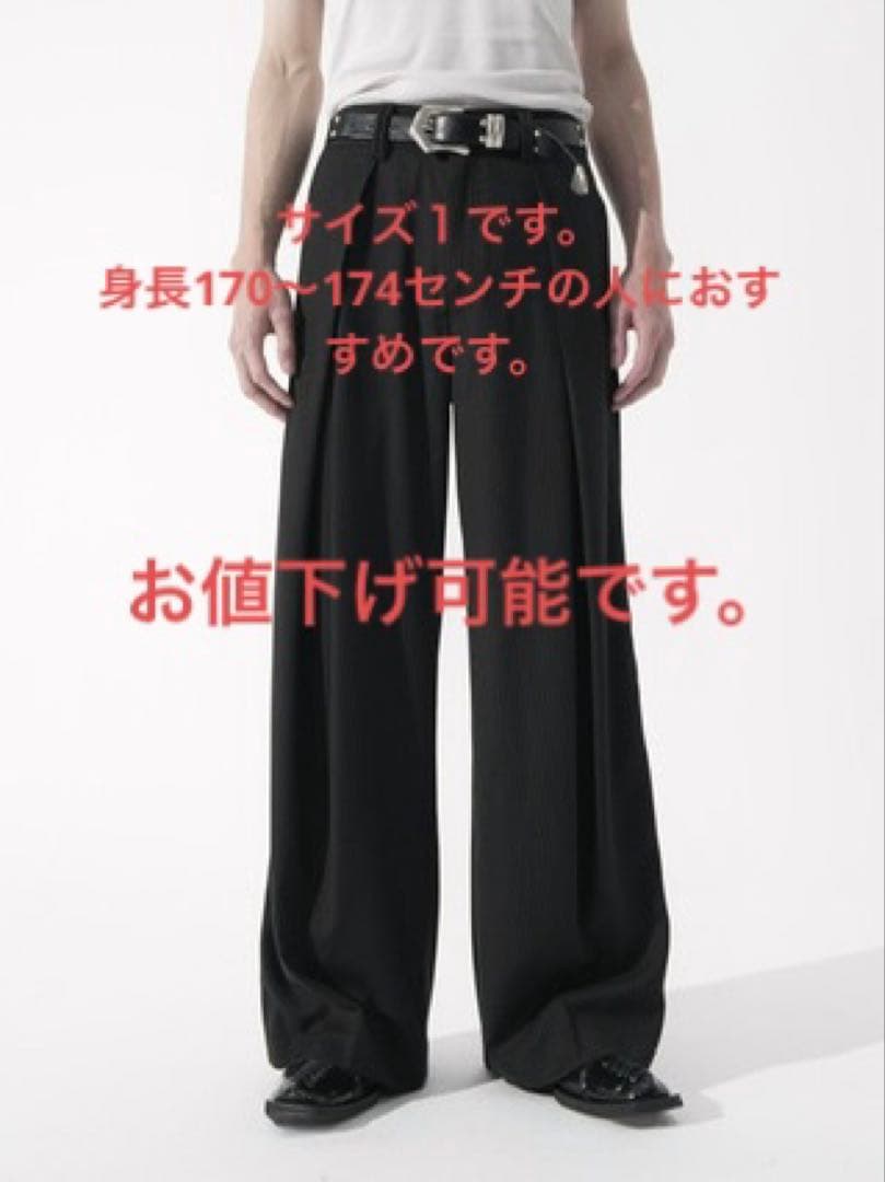 【CS】stripe cross tuck drape slacks black