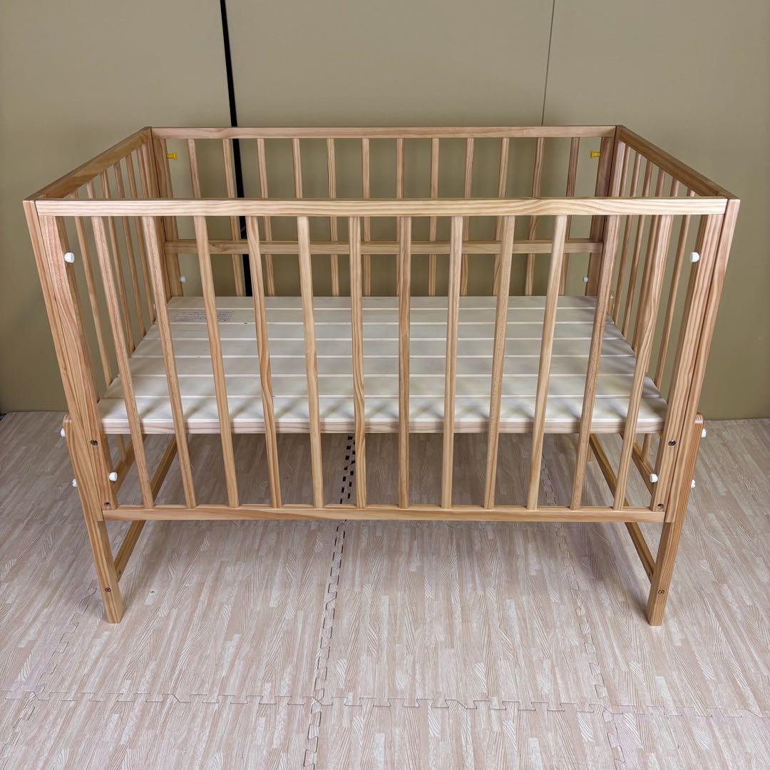 除菌清掃済　☆美品☆　大和屋　キホン　ベビーベッド　ナチュラル　すのこ床板