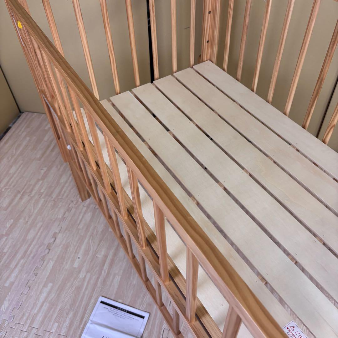 除菌清掃済　☆美品☆　大和屋　キホン　ベビーベッド　ナチュラル　すのこ床板