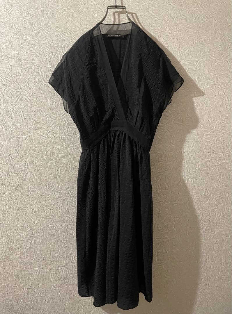 BALENCIAGA シアサッカー シフォン シルク ワンピース