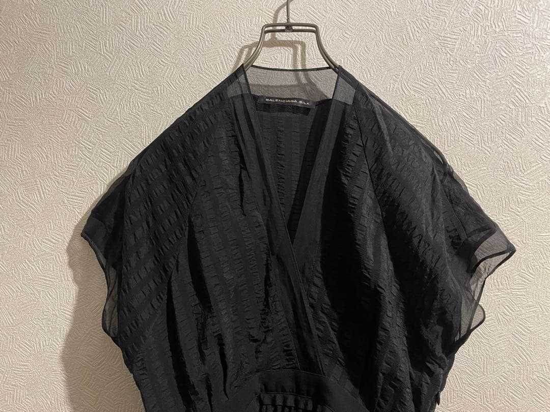 BALENCIAGA シアサッカー シフォン シルク ワンピース
