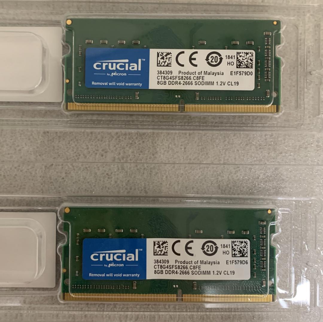 Crucial CT8G4SFS8266 DDR4-2666 SODIMM　２枚