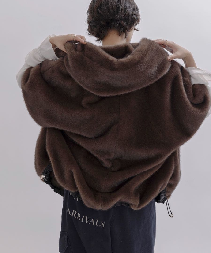 Eimee Law エイミーロウ ミンクライクファーケープ ブラウン