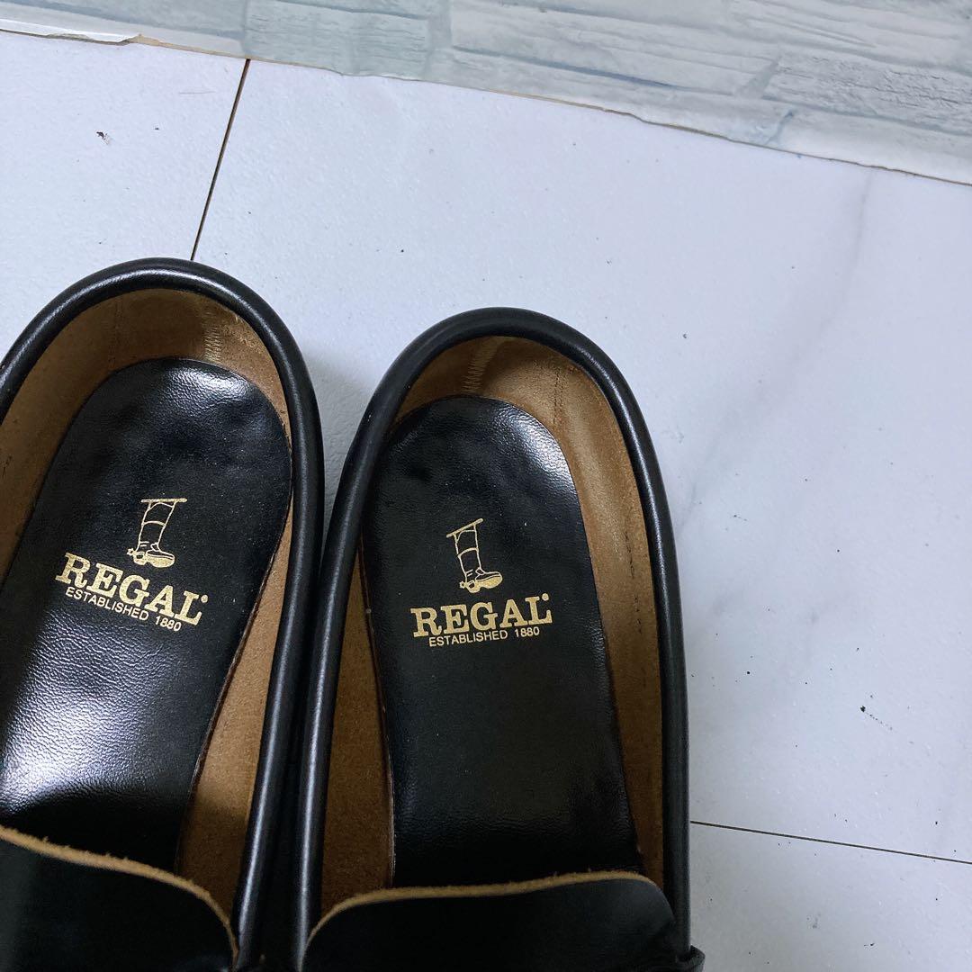 美品 REGAL リーガル ローファー 本革 レザー ブラック 黒 25