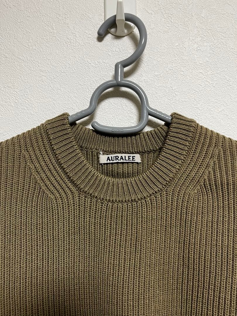 AURALEE オリーブ リブ編みセーター