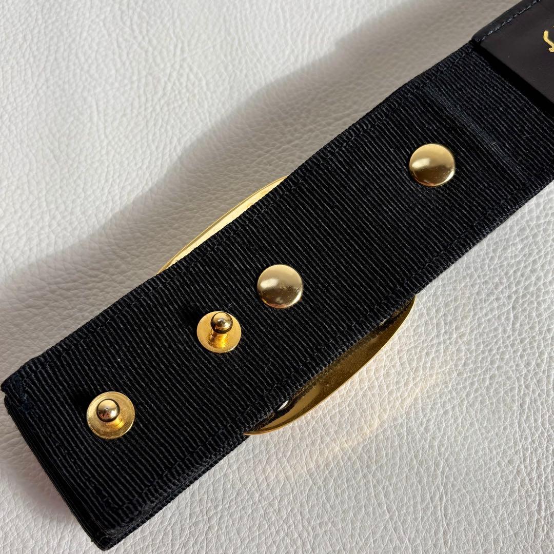 【美品】【フェラガモ】ヴァラ リボン ベルト ゴールド金具 黒 ブラック