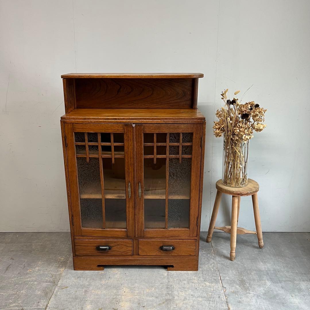 アンティーク ガラス戸棚 キャビネット 飾り棚 希少 z615