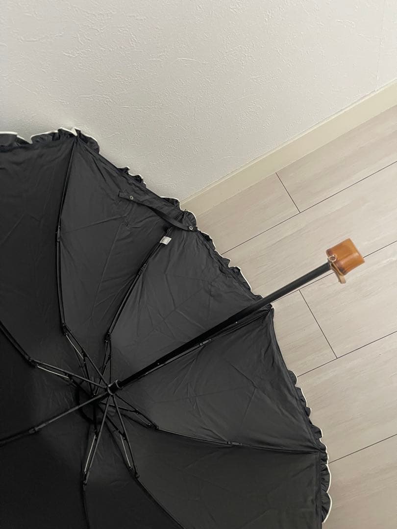 美品　未使用品　芦屋ロサブラン ネイビー 折りたたみ日傘 フリル付き