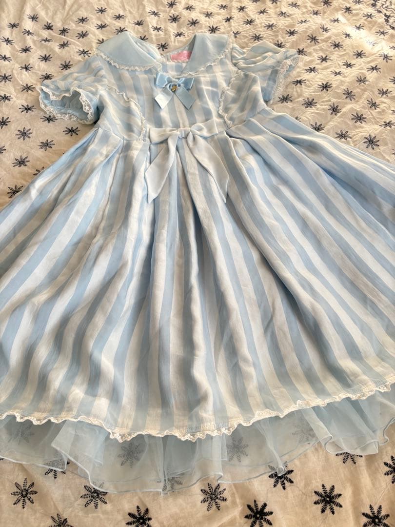 angelic pretty サックス ストライプワンピース
