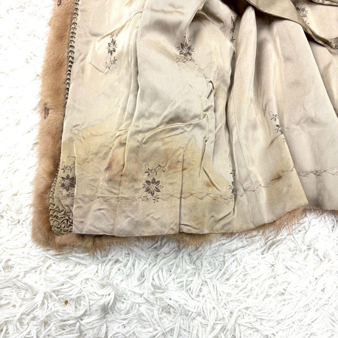 パステルミンク 本毛皮 コート リアルファー Lサイズ相当