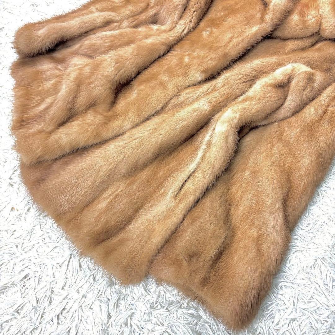 パステルミンク 本毛皮 コート リアルファー Lサイズ相当