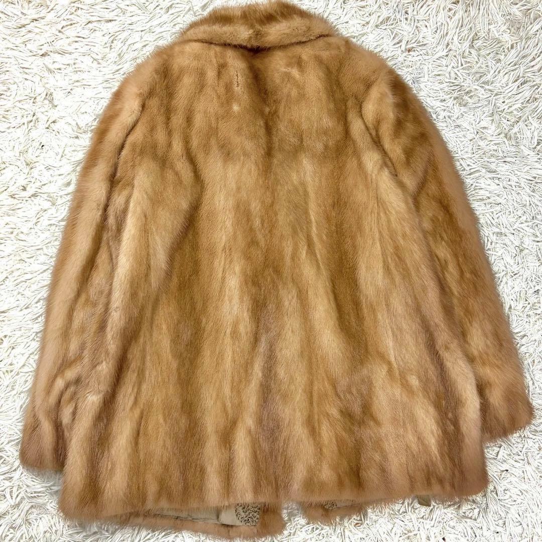 パステルミンク 本毛皮 コート リアルファー Lサイズ相当