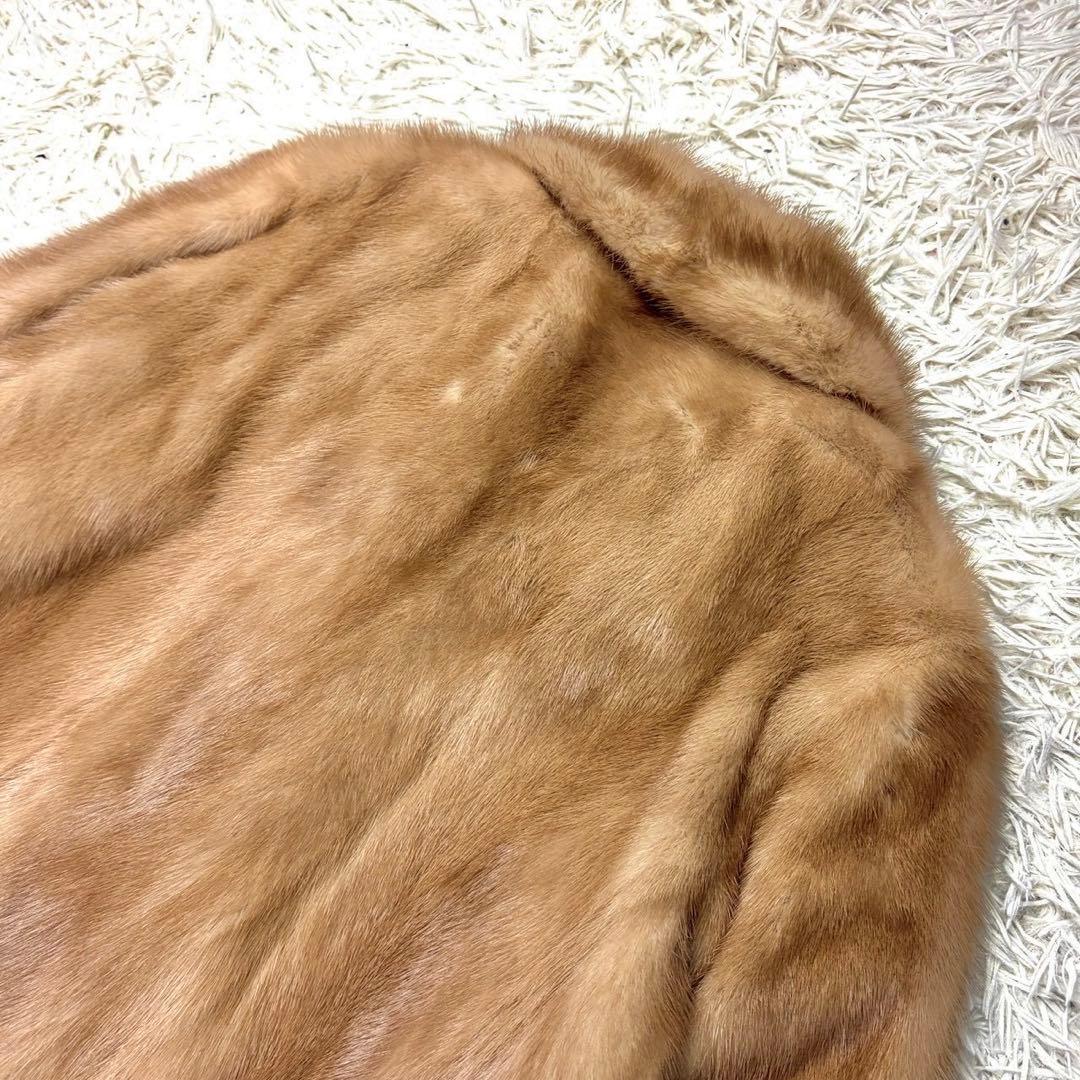 パステルミンク 本毛皮 コート リアルファー Lサイズ相当