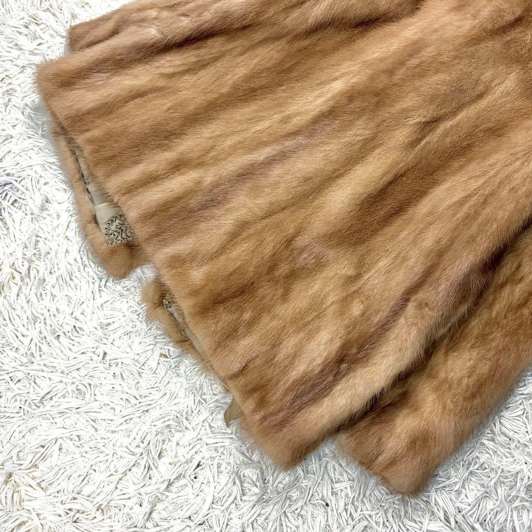 パステルミンク 本毛皮 コート リアルファー Lサイズ相当