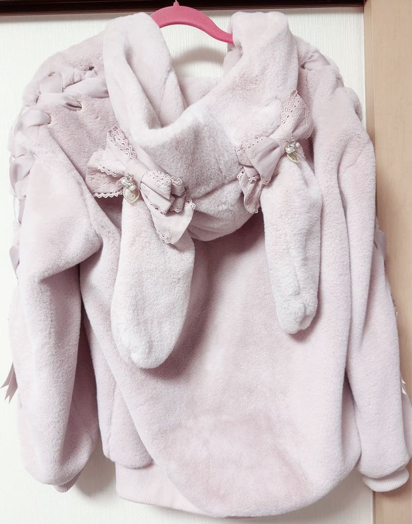 ♡LIZLISA リボンうさみみファーブルゾン ピンク ♡