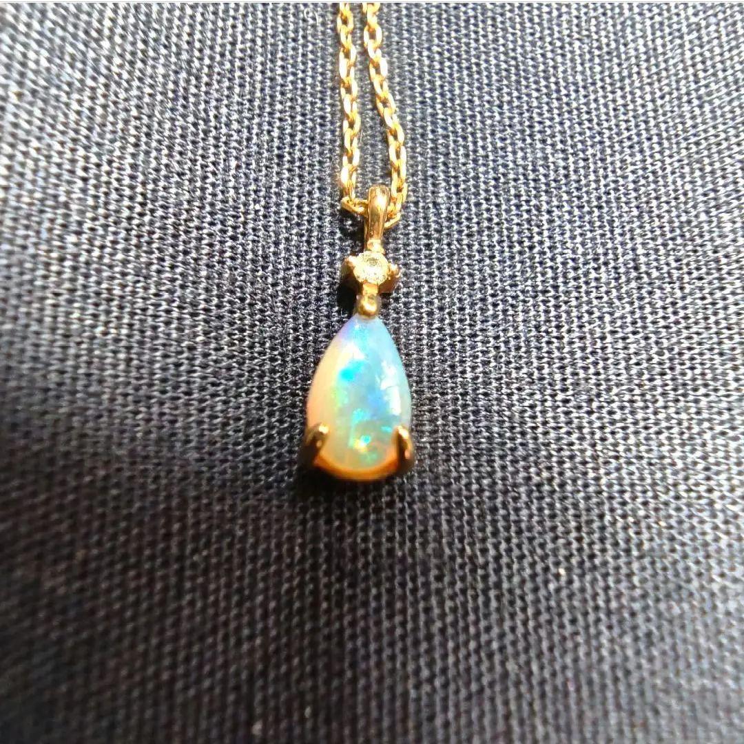 Jouete K10YG ダイヤモンド×オパール ネックレス