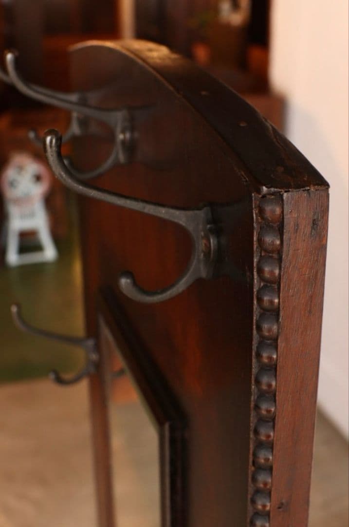 大正ロマン 洋館で使われていたアンティークコートスタンド 希少なコンパクトサイズ