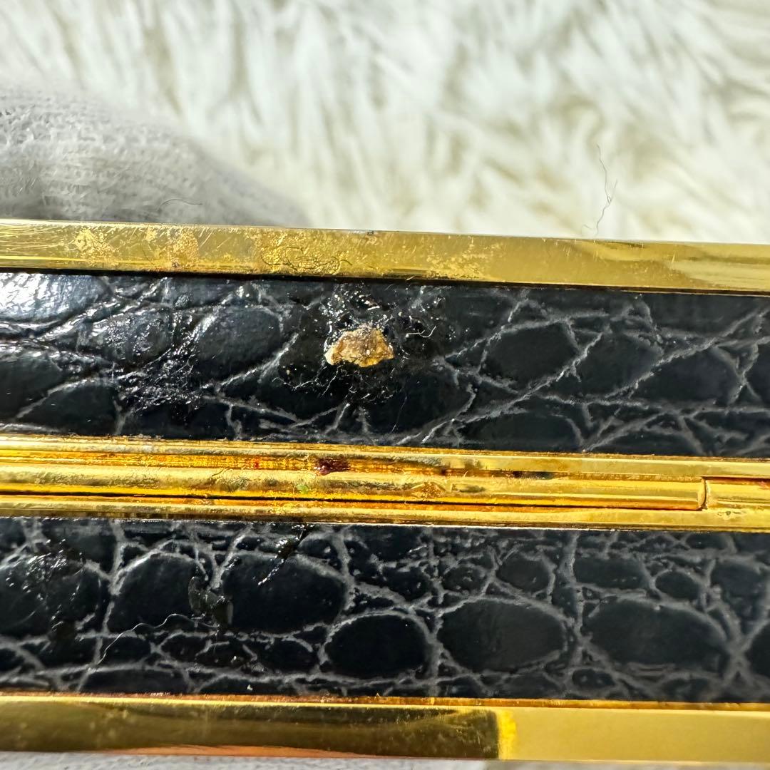 メードインイタリー クロコセンター取り クラッチバック ゴールドショルダーバック