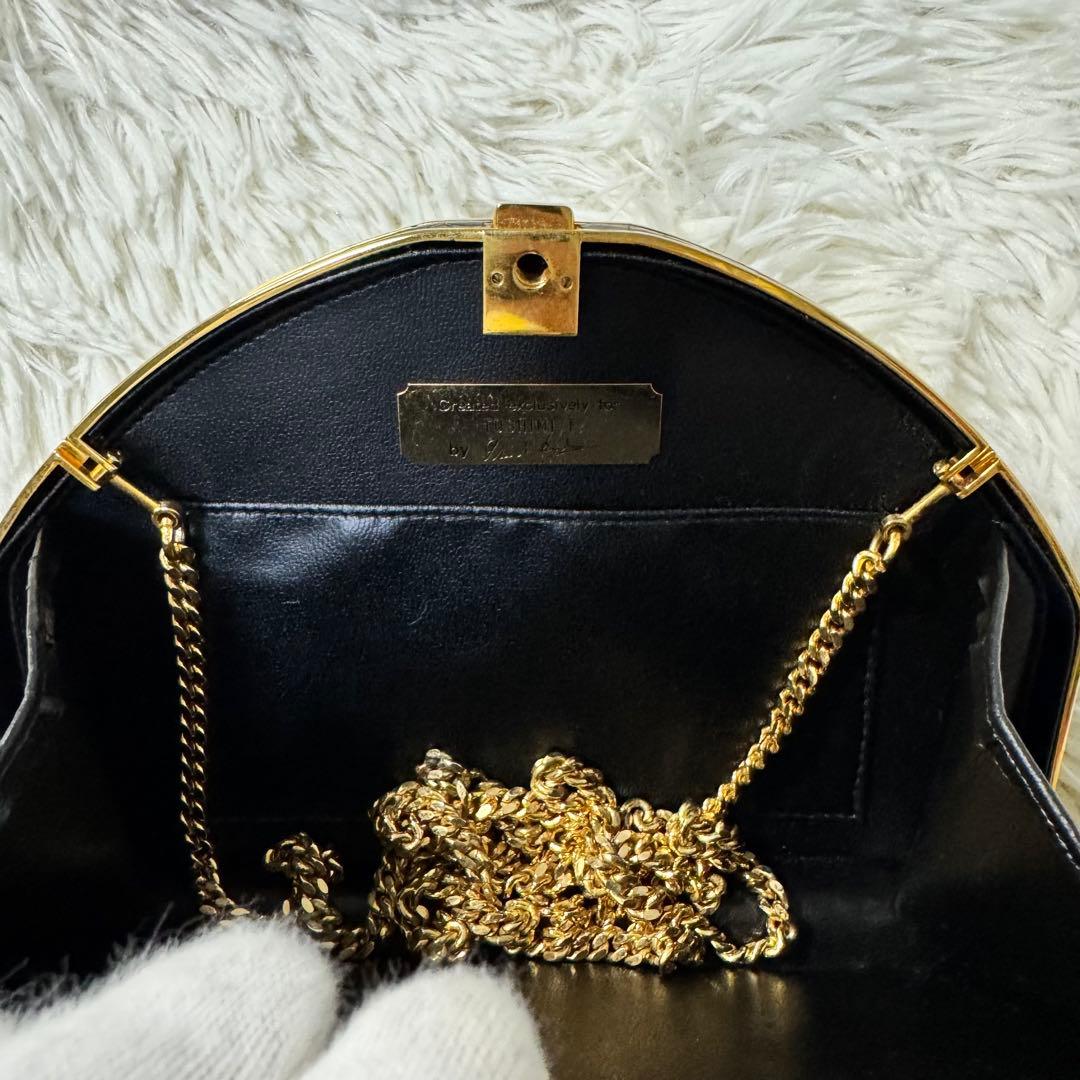 メードインイタリー クロコセンター取り クラッチバック ゴールドショルダーバック