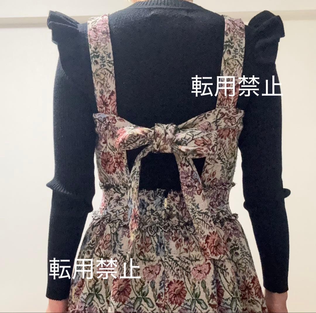 2点セット　リリーブラウン　ゴブラン　ワンピース　フリル　ニット　花柄　リボン