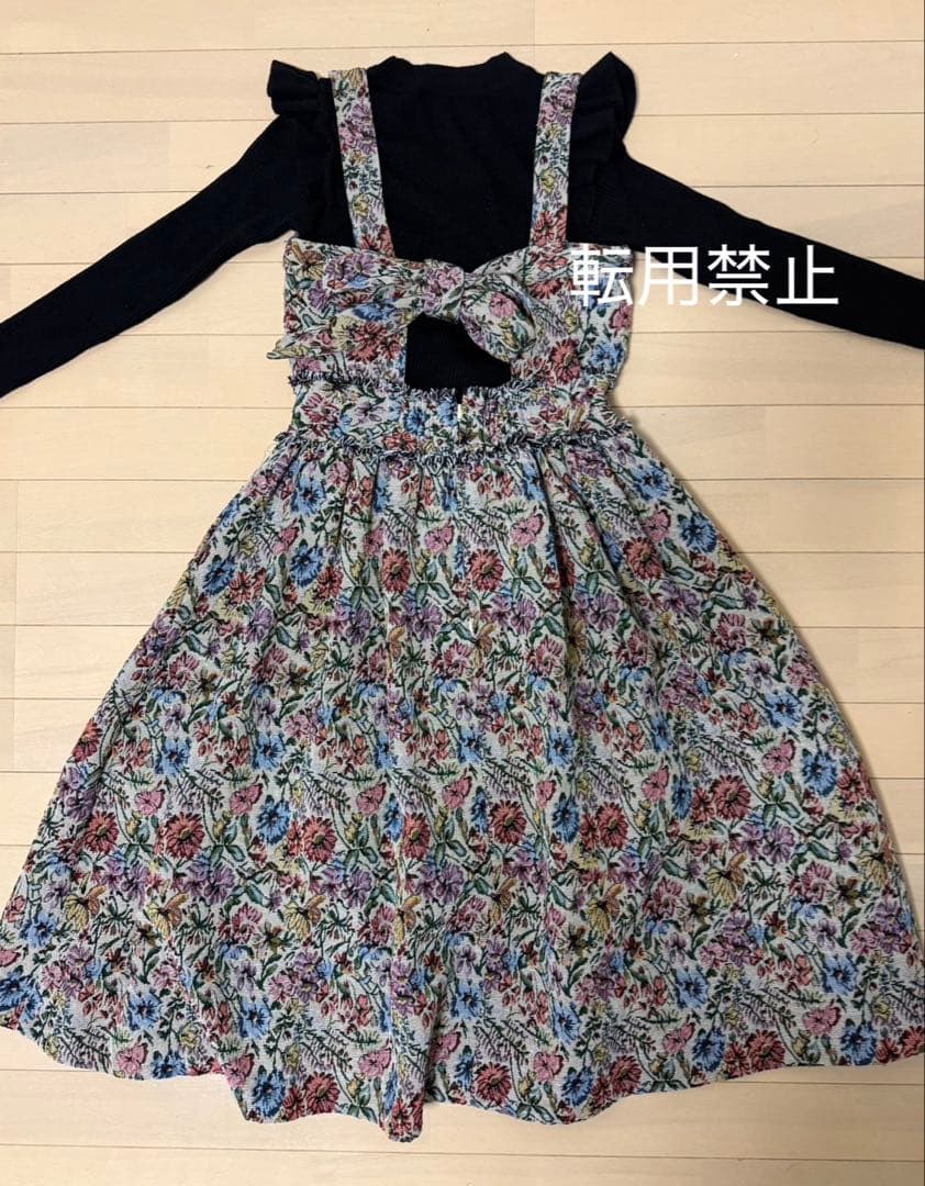 2点セット　リリーブラウン　ゴブラン　ワンピース　フリル　ニット　花柄　リボン