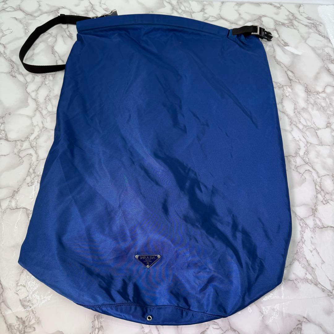 《入手困難》プラダ ボンサック ドラムバッグ サコッシュ 三角ロゴ ブルー 大型