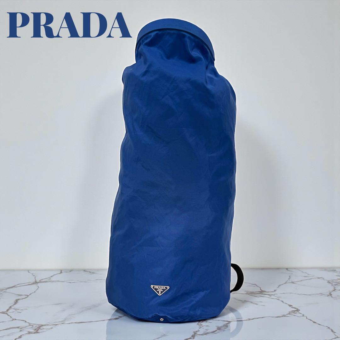 《入手困難》プラダ ボンサック ドラムバッグ サコッシュ 三角ロゴ ブルー 大型
