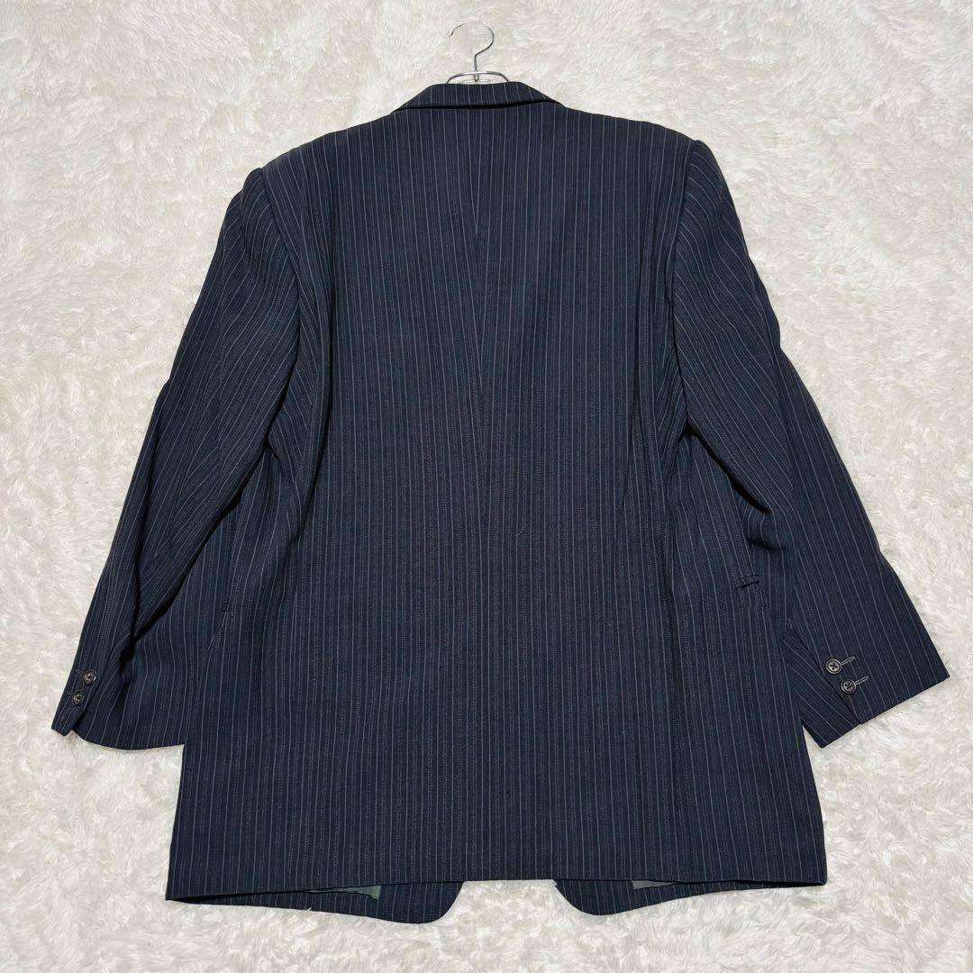 希少 VERSACE セットアップ シングル スーツ ネイビー ストライプ XL