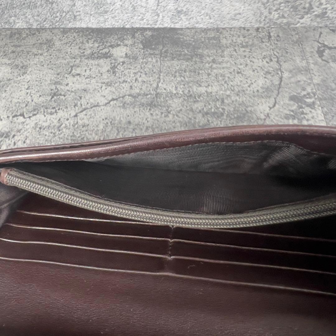 GUCCI GGシマ レザー 長財布 ダークブラウン